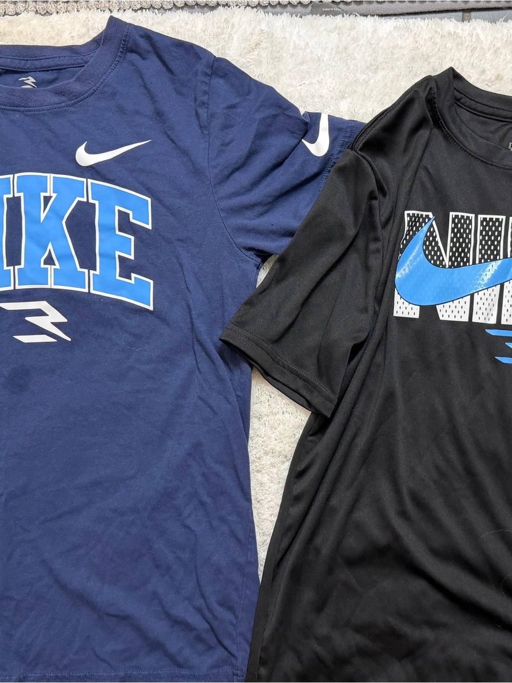Nike Elite Kids Short Sleeve Logo Tees - Navy & Black with Blue Accents